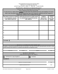 MHD Form 1104 Warranty Order Extension Request - Texas, Page 2