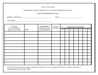 Document preview: Staff Information Sheet - Virginia