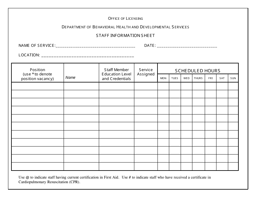 Staff Information Sheet - Virginia