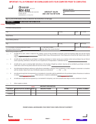 Form REV-832 Aircraft Sales and Use Tax Return - Pennsylvania