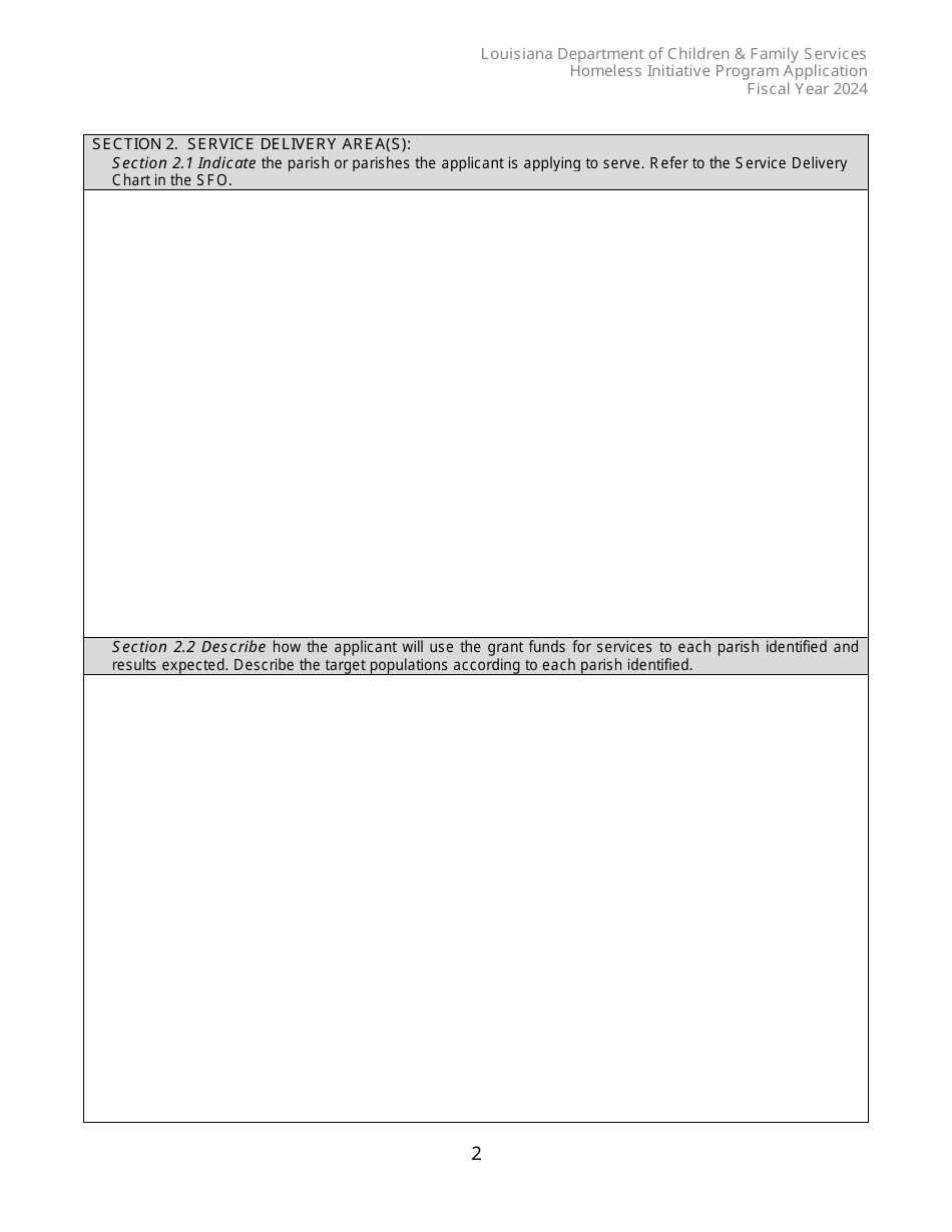 Exhibit A Homeless Inititative Program Application - Louisiana, Page 2