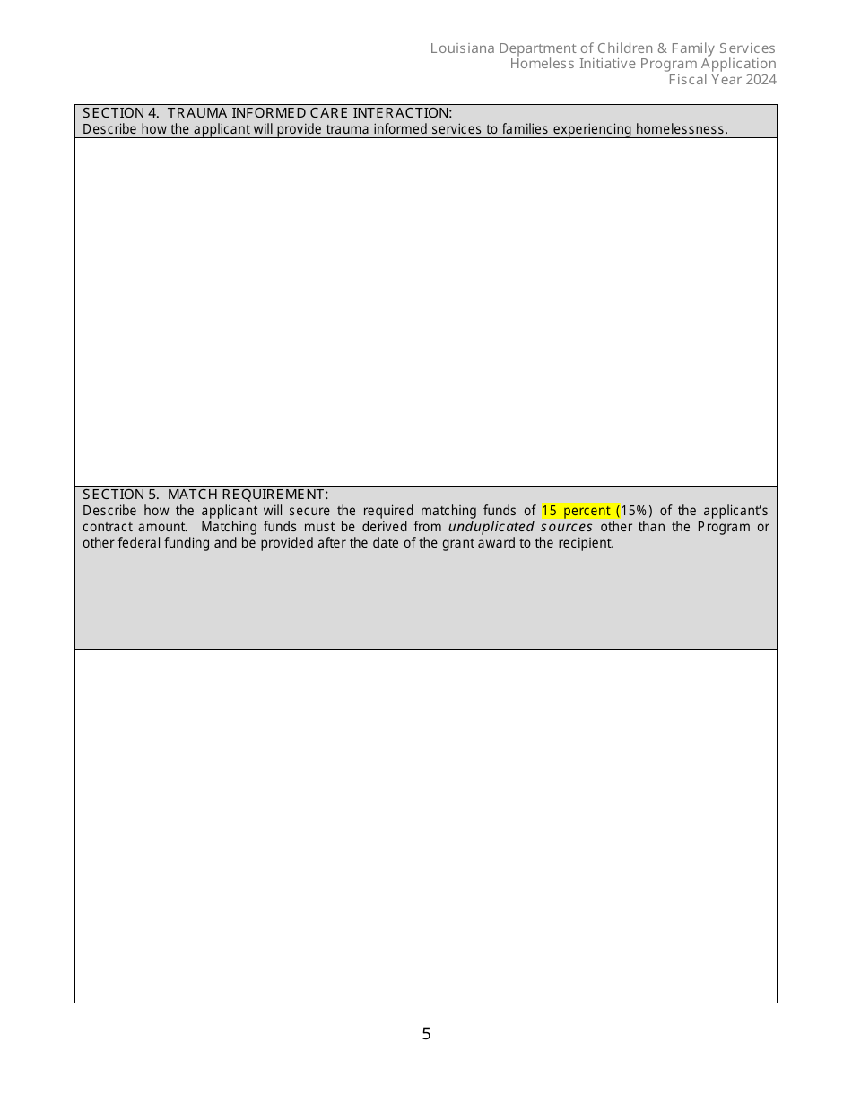 Exhibit A Homeless Inititative Program Application - Louisiana, Page 5