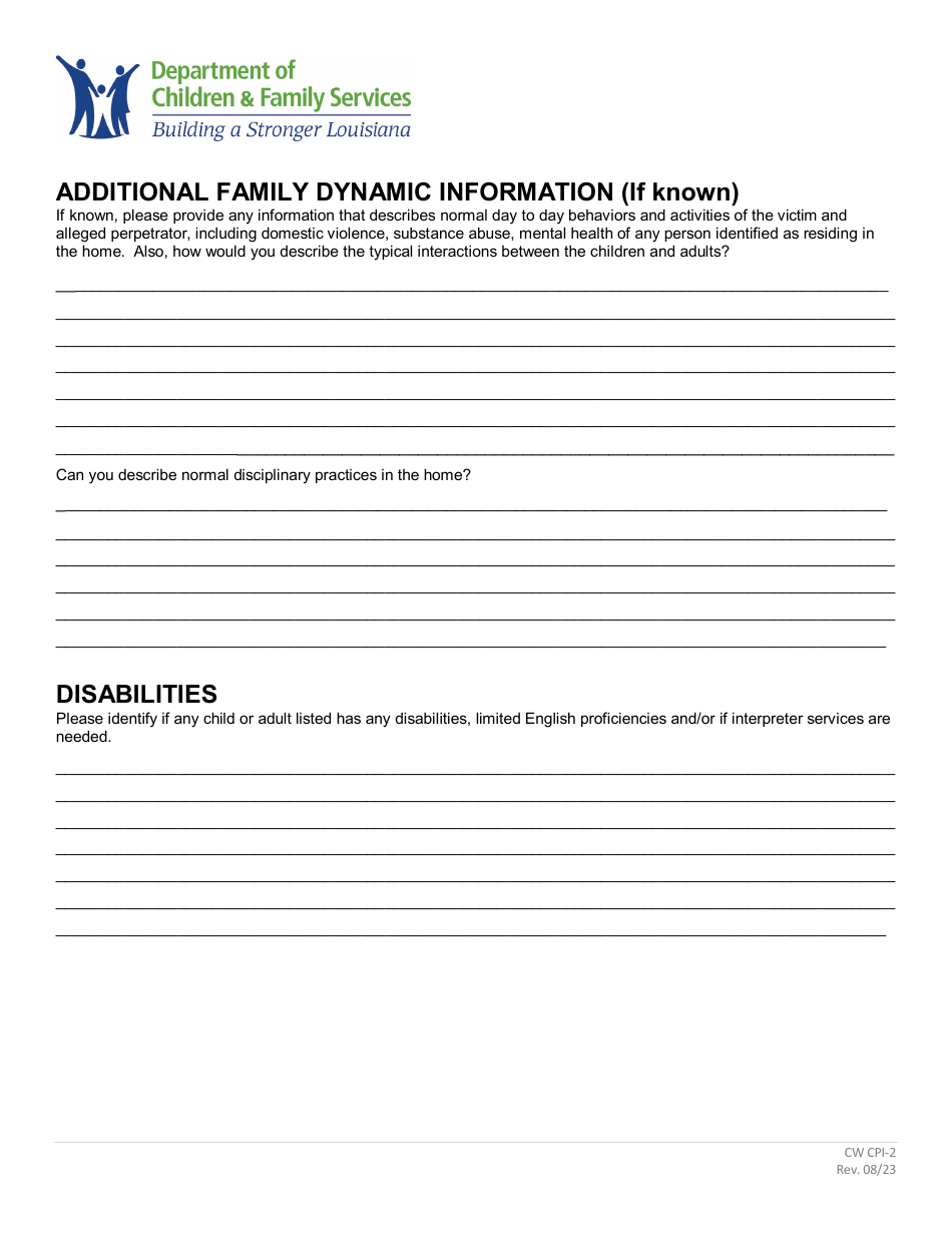 Form CW CPI-2 Reporting Concerns for Child Victims - Louisiana, Page 4