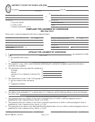 Form DC-CV-104 Complaint for Judgment by Confession - Maryland