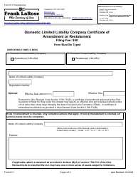 Form 611 Domestic Limited Liability Company Certificate of Amendment or Restatement - Ohio, Page 2