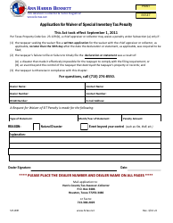 Document preview: Application for Waiver of Special Inventory Tax Penalty - Harris County, Texas
