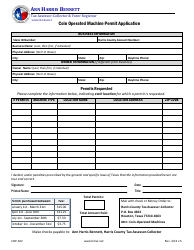 Document preview: Form COP-102 Coin Operated Machine Permit Application - Harris County, Texas