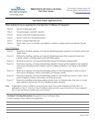 Fuel Safety Initial Application Form - Nova Scotia, Canada, Page 2