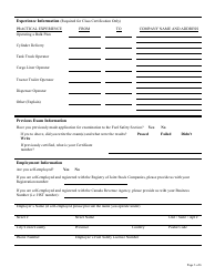 Fuel Safety Initial Application Form - Nova Scotia, Canada, Page 3