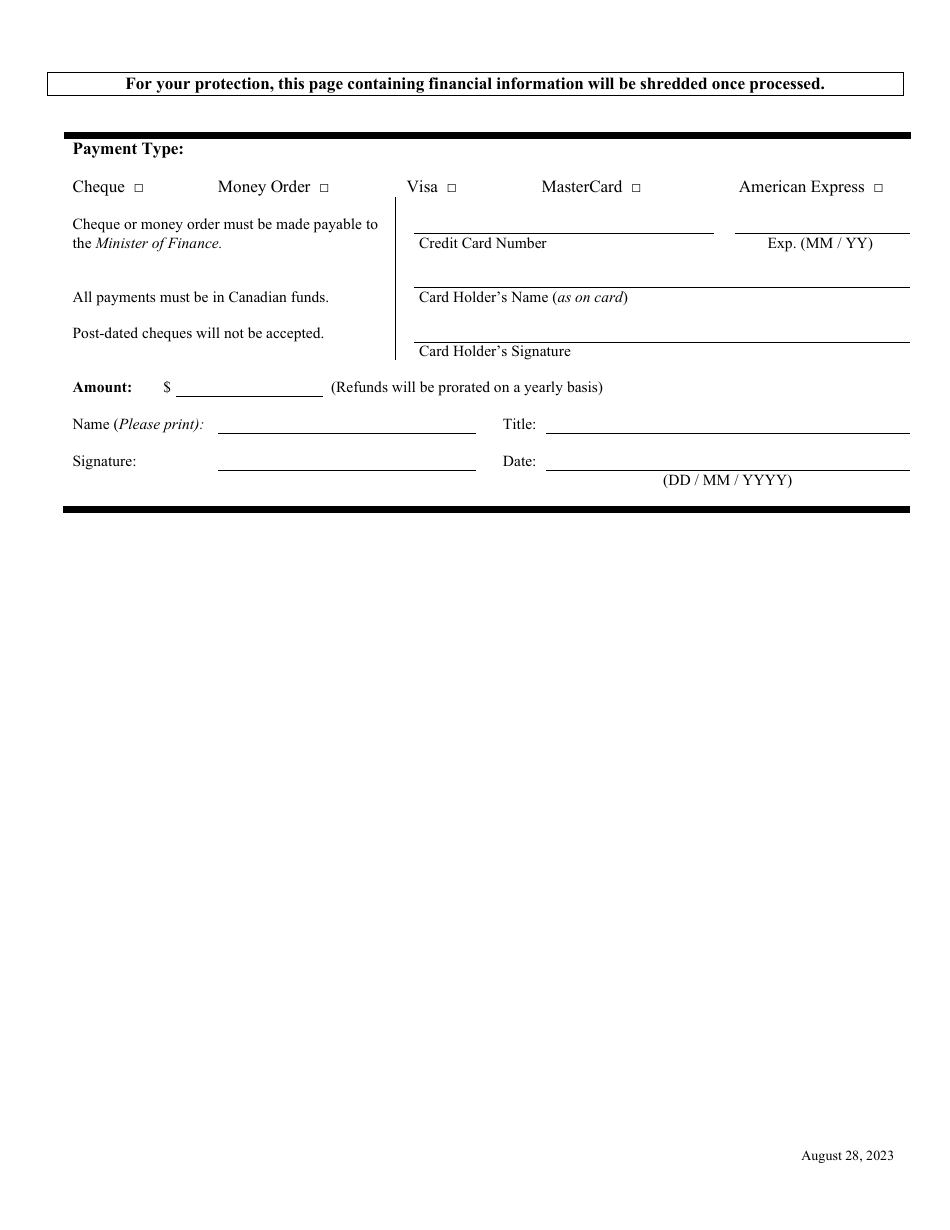 Fuel Safety Initial Application Form - Nova Scotia, Canada, Page 6