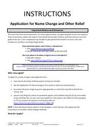 Form NAM101 Instructions - Application for Name Change and Other Relief - Minnesota