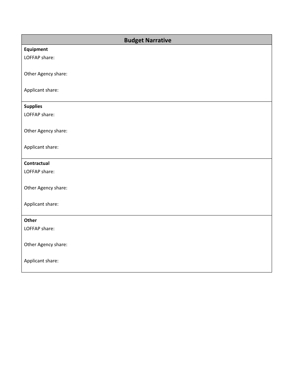 Project Budget Form - Livestock Operator Fire and Flood Assistance Grant Program (Loffap) - Arizona, Page 4