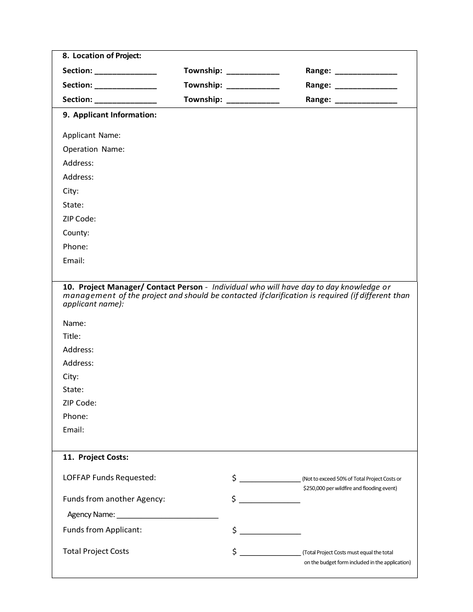 Project Proposal Form - Livestock Operator Fire and Flood Assistance Grant Program (Loffap) - Arizona, Page 4