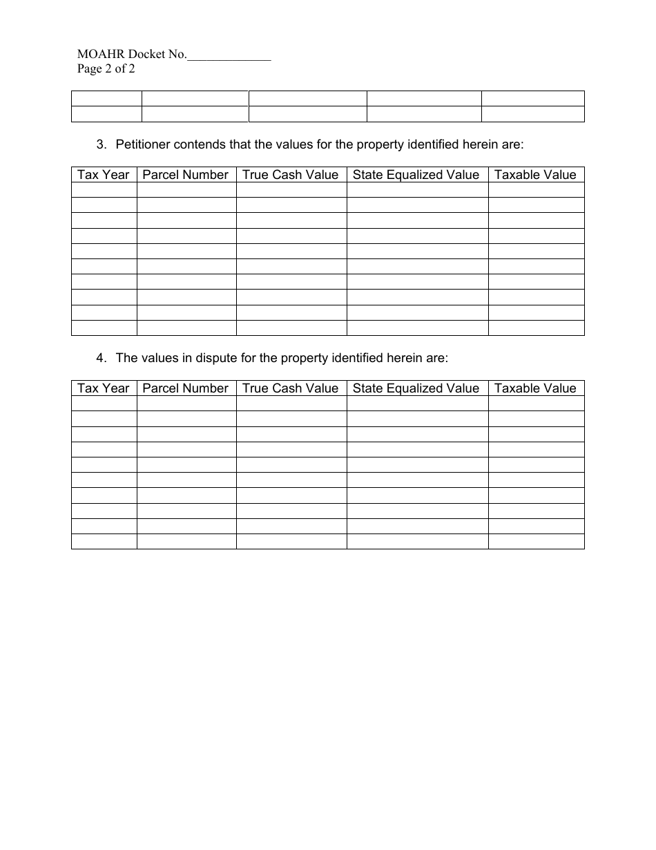 Multiple Parcel Petition Form - Michigan, Page 2