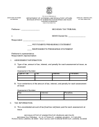 Document preview: Non-property Prehearing Statement - Michigan