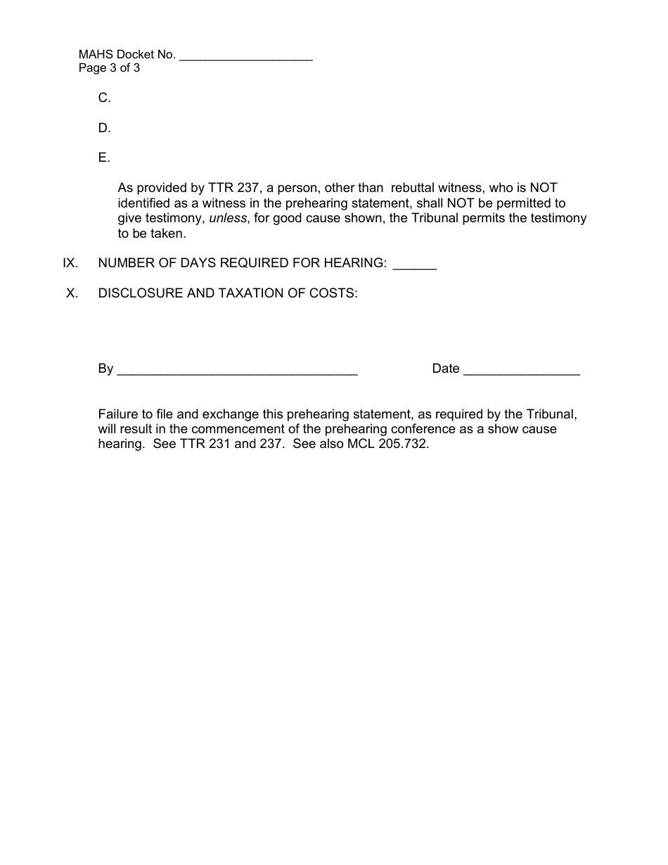 Non-property Prehearing Statement - Michigan, Page 3