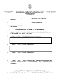 Document preview: Entire Tribunal Non-property Tax Answer - Michigan