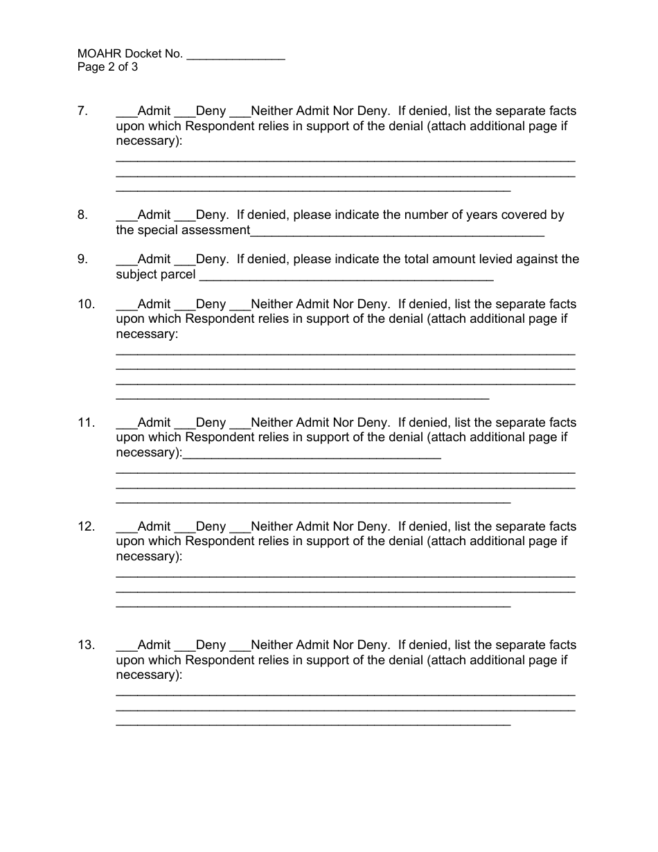 Entire Tribunal Special Assessment Answer - Michigan, Page 2