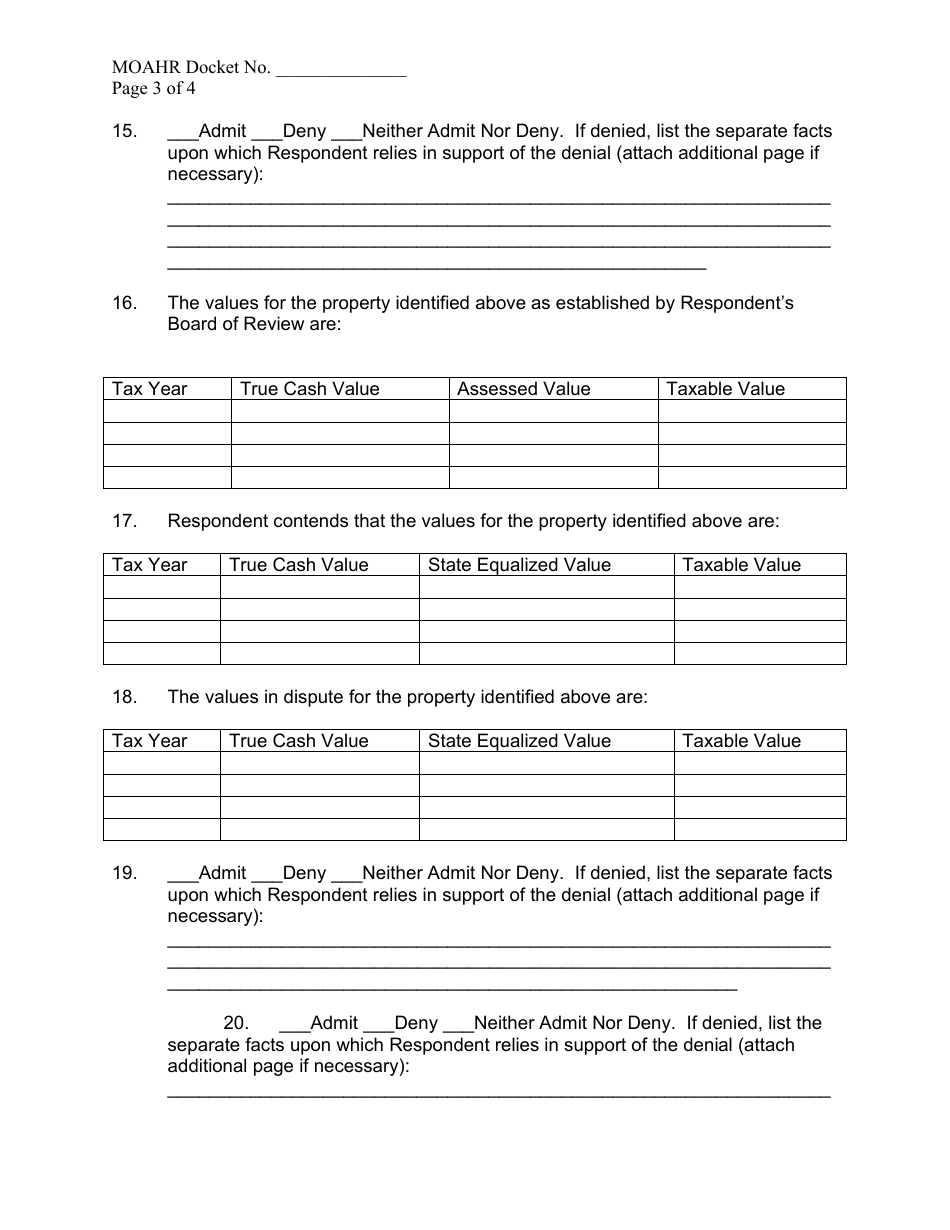 Entire Tribunal Property Tax Answer - Michigan, Page 3
