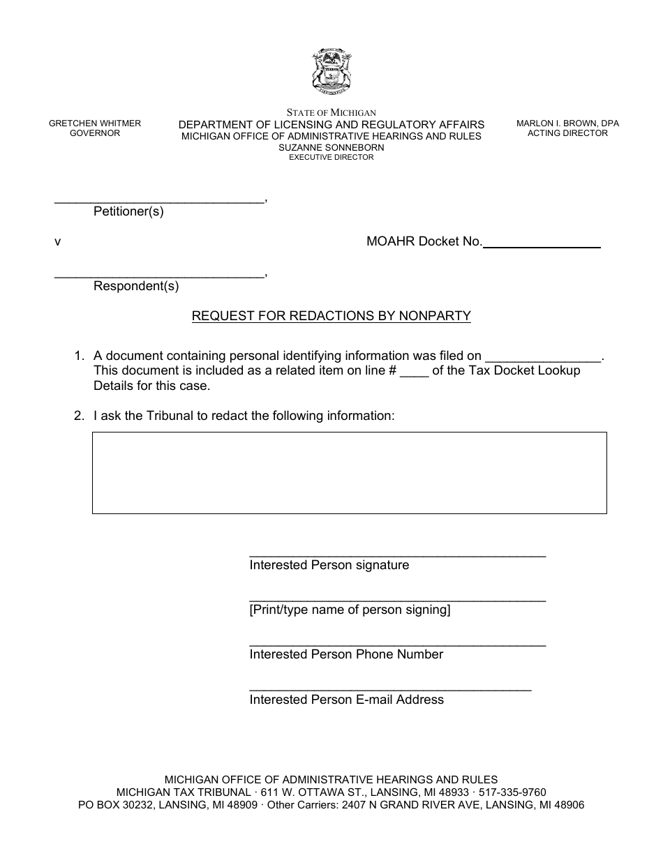 Request for Redaction by Nonparty - Michigan, Page 2