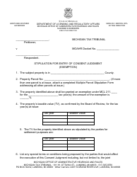 Document preview: Stipulation for Entry of Consent Judgment (Exemption) - Michigan