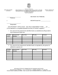 Document preview: Non-property Stipulation - Multiple Assessment Form - Michigan