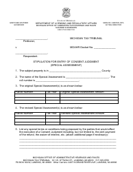 Document preview: Stipulation for Entry of Consent Judgment (Special Assessment) - Michigan