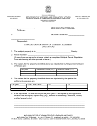 Document preview: Stipulation for Entry of Consent Judgment (Valuation) - Michigan
