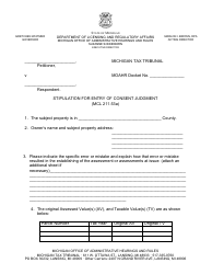Document preview: Stipulation for Entry of Consent Judgment (Mcl 211.53a) - Michigan