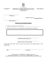 Document preview: Request for in-Person Hearing - Michigan