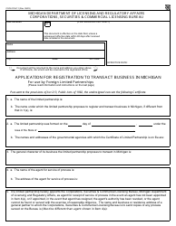 Form CSCL/CD-411 Application for Registration to Transact Business in Michigan for Use by Foreign Limited Partnerships - Michigan