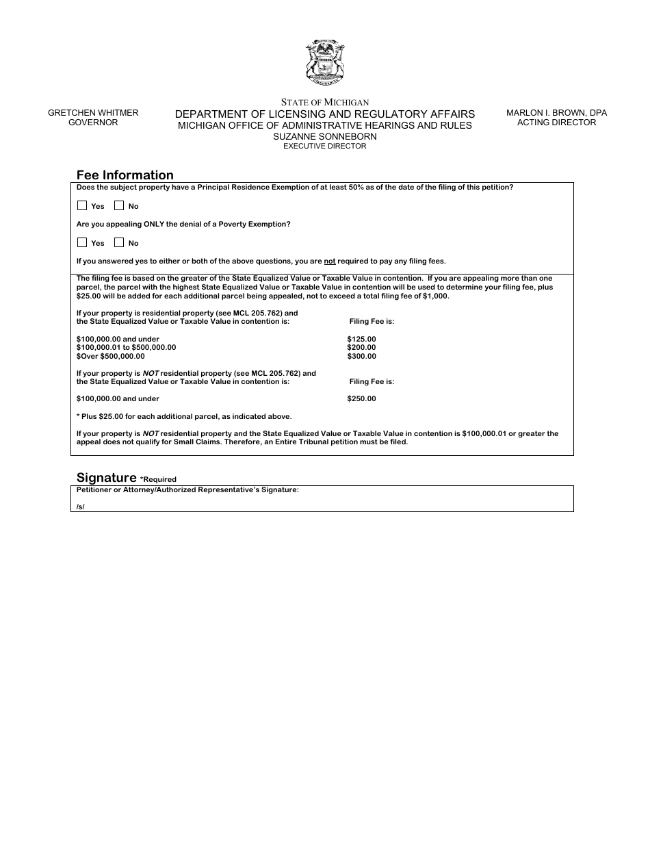 Property Tax Appeal Petition Form - Valuation / Exemption / Classification Appeal - Michigan, Page 4
