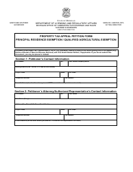 Document preview: Property Tax Appeal Petition Form - Principal Residence Exemption/Qualified Agricultural Exemption - Michigan