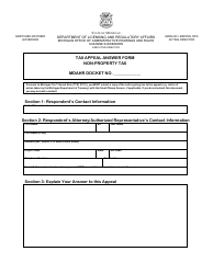 Tax Appeal Answer Form - Non-property Tax - Michigan