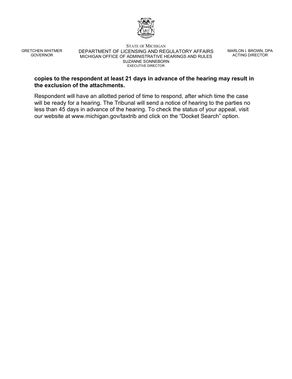 Property Tax Appeal Petition Form - Special Assessment - Michigan, Page 5