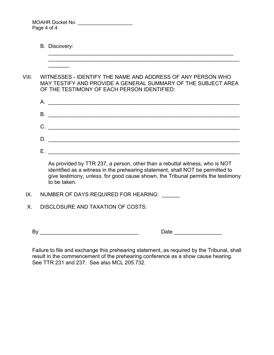 Property Prehearing Statement - Michigan, Page 4