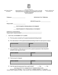 Special Assessment Prehearing Statement - Michigan