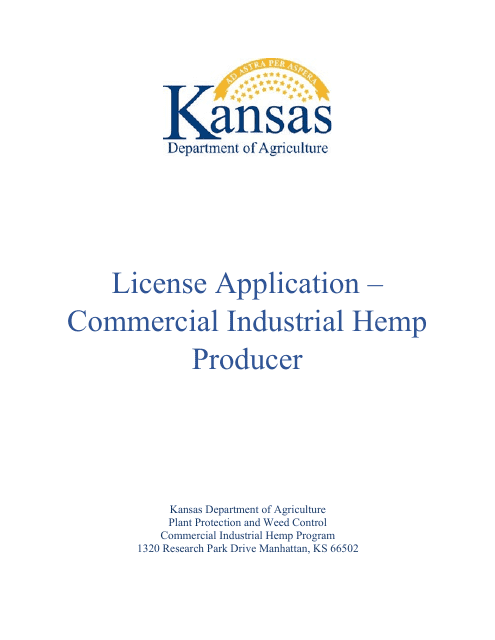 Commerical Industrial Hemp Producer License Application - Kansas Download Pdf