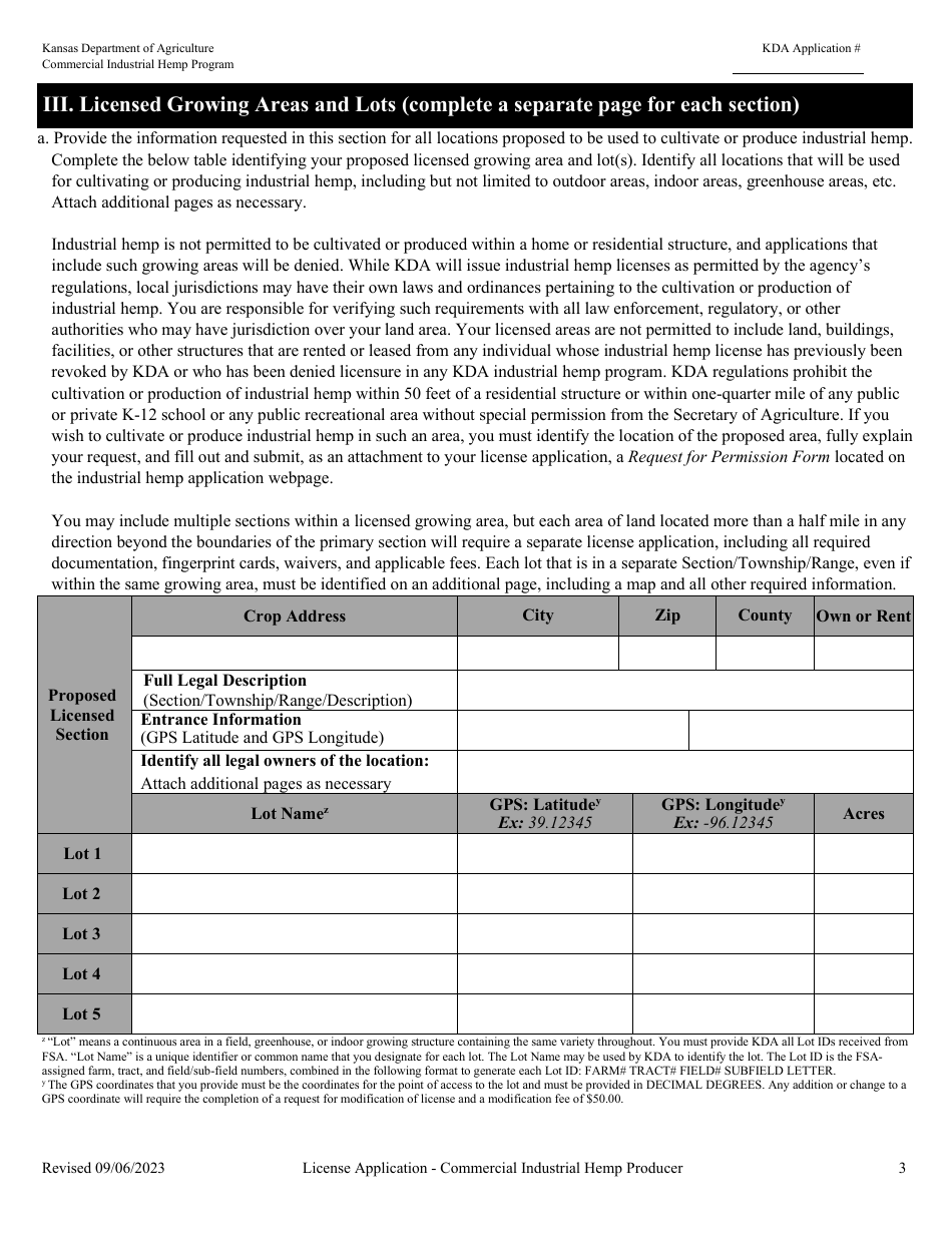 Commerical Industrial Hemp Producer License Application - Kansas, Page 8