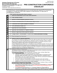 Document preview: DCM Form B-8 Pre-construction Conference Checklist - Alabama