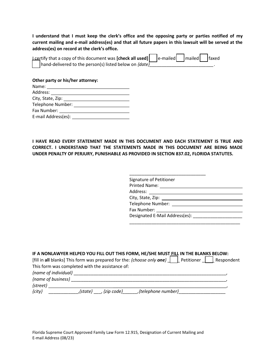 Form 12.915 Download Fillable PDF or Fill Online Designation of Current ...