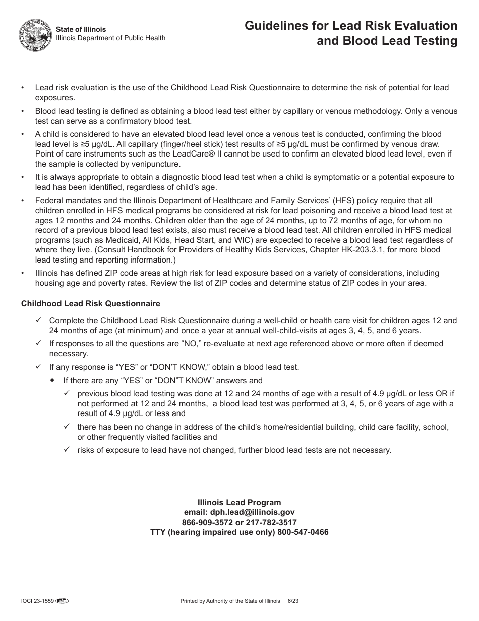 Childhood Lead Risk Questionnaire - Illinois, Page 3