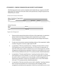 Document preview: Attachment D Company Organization and Diversity Questionnaire - Illinois