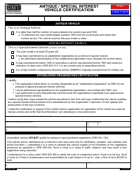 Document preview: Form 735-6577 Antique/Special Interest Vehicle Certification - Oregon