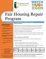 Document preview: Fair Housing Repair Program Application - City of Muskegon, Michigan