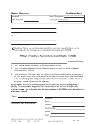 Document preview: Form CCT104 Affidavit of Inability to Pay Conciliation Court Filing Fee - Minnesota