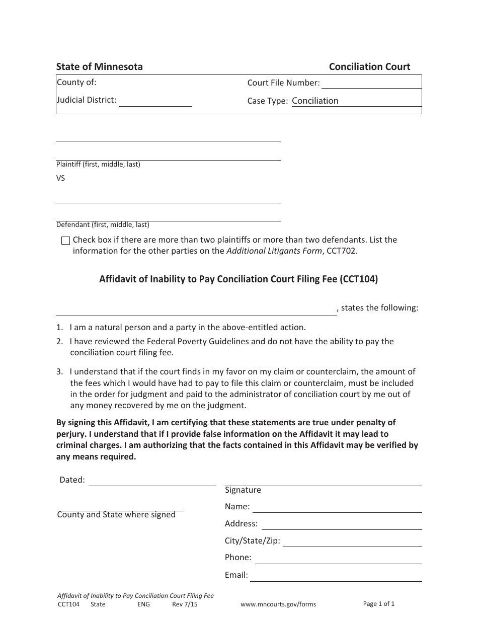 Form CCT104 Fill Out, Sign Online and Download Fillable PDF