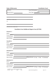 Document preview: Form CCT702 Conciliation Court Additional Litigants Form - Minnesota