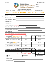 Document preview: Electronic & Metal Tags Order Form - Oklahoma