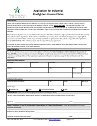 Document preview: Form VTR-313 Application for Industrial Firefighters License Plates - Texas